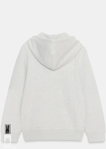 Gri Kapüşonlu Fermuarlı Kadın Sweatshirt - Görsel 2