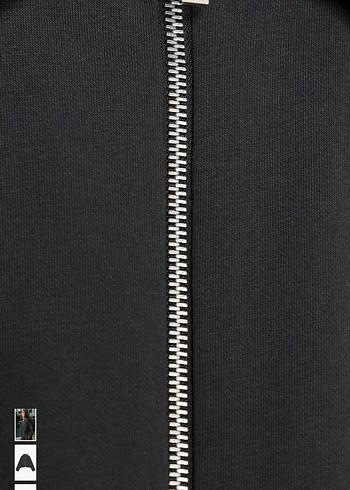 Gri Kadın Fermuarlı Yüksek Yaka Ceket - Görsel 3