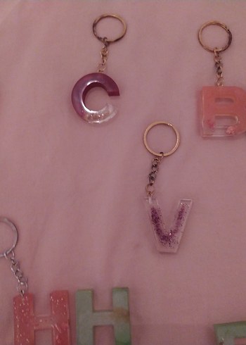 epoksi Pastel Renkli Zincir Detaylı Kadın Anahtarlık - Görsel 3