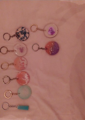 epoksi Boncuklu Pastel Renkli Kadın Anahtarlık Seti - Görsel 2