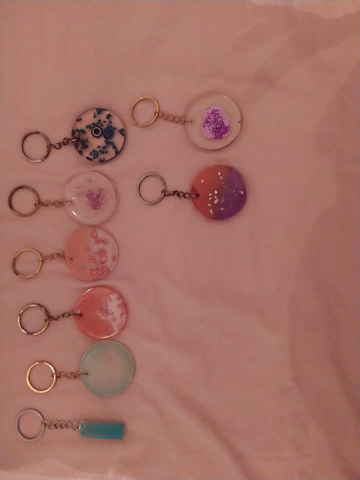 epoksi Boncuklu Pastel Renkli Kadın Anahtarlık Seti - Görsel 2