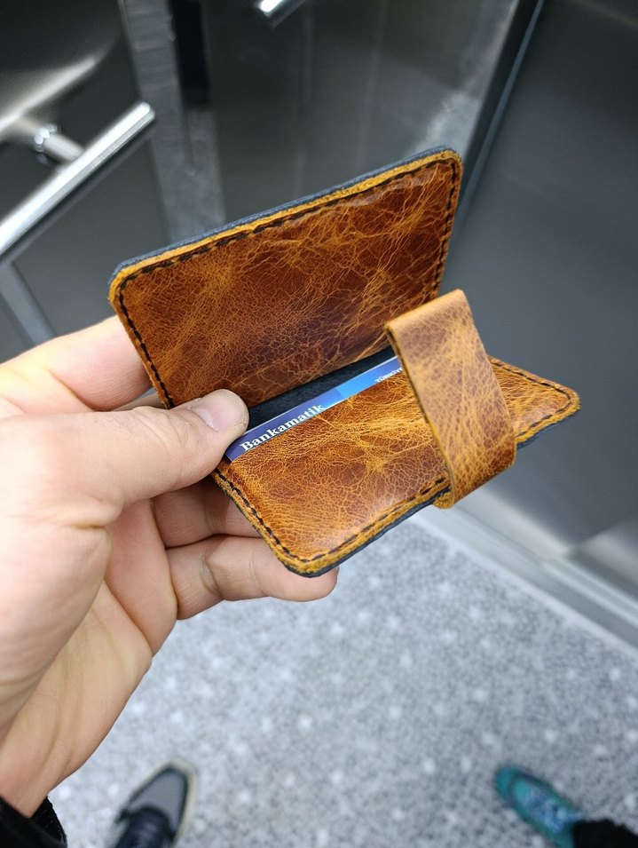 Parlak Kahverengi Minimalist Erkek Cüzdan - Görsel 2