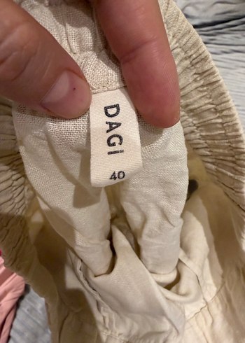 Bej Keten Kısa Kollu Kadın Şort ve gömlek - Görsel 2