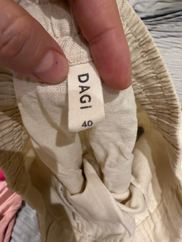 Bej Keten Kısa Kollu Kadın Şort ve gömlek - Görsel 2