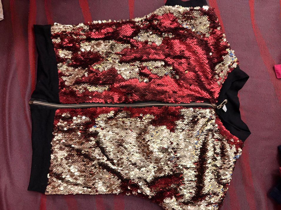 Kız Çocuk Payetli Bordo Ceket - Görsel 4