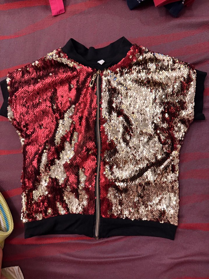 Kız Çocuk Payetli Bordo Ceket - Görsel 2