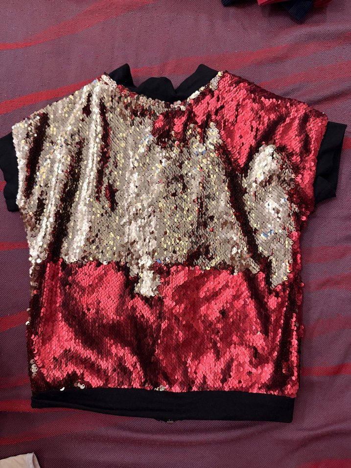 Kız Çocuk Payetli Bordo Ceket - Görsel 3