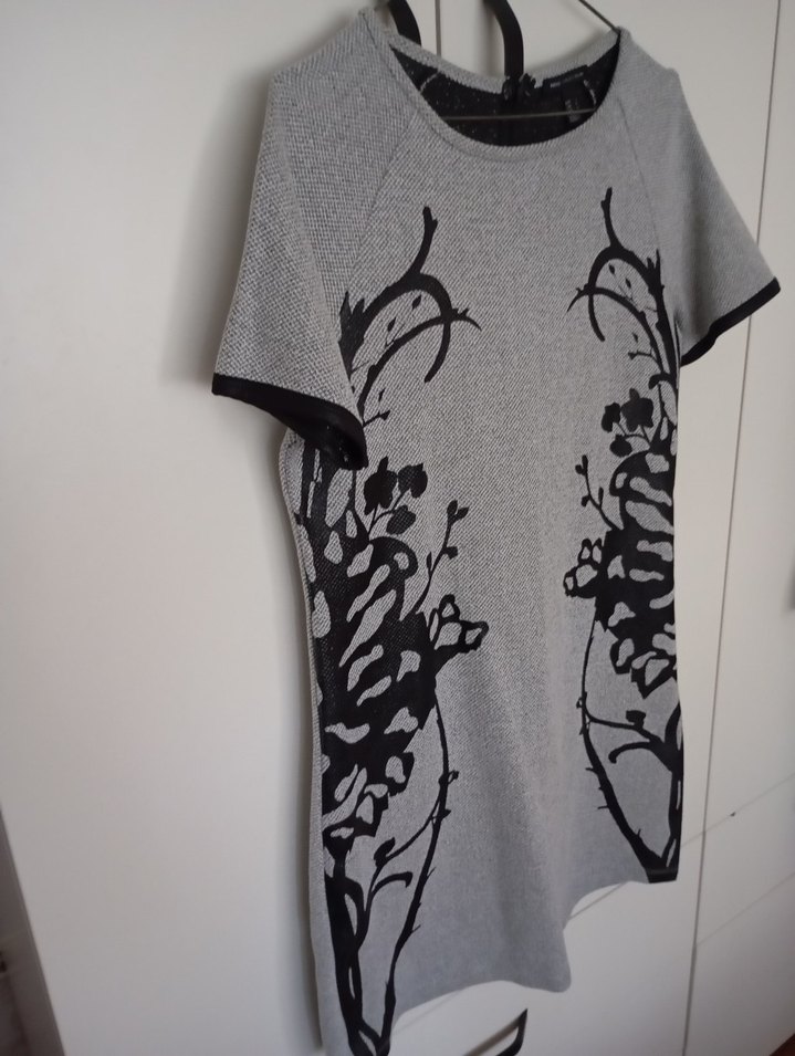 Gri Baskılı Kısa Kollu elbise - Görsel 2