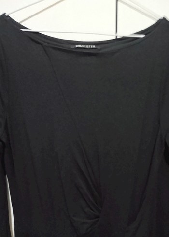 Uzun Kollu Siyah Drapeli Kadın Elbise - Görsel 4