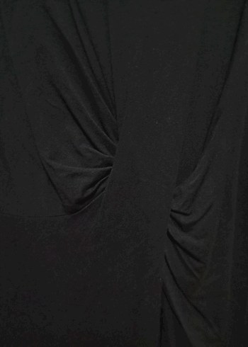 Uzun Kollu Siyah Drapeli Kadın Elbise - Görsel 5