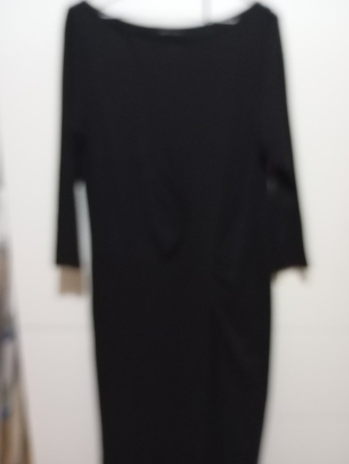 Uzun Kollu Siyah Drapeli Kadın Elbise - Görsel 3