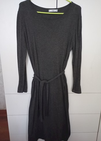 Gri Uzun Kollu yün elbise - Görsel 2