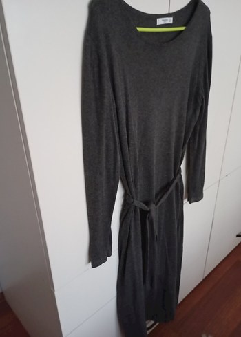 Gri Uzun Kollu yün elbise - Görsel 3