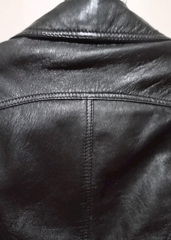 Düğmeli Siyah Deri Kadın Ceket - Görsel 7