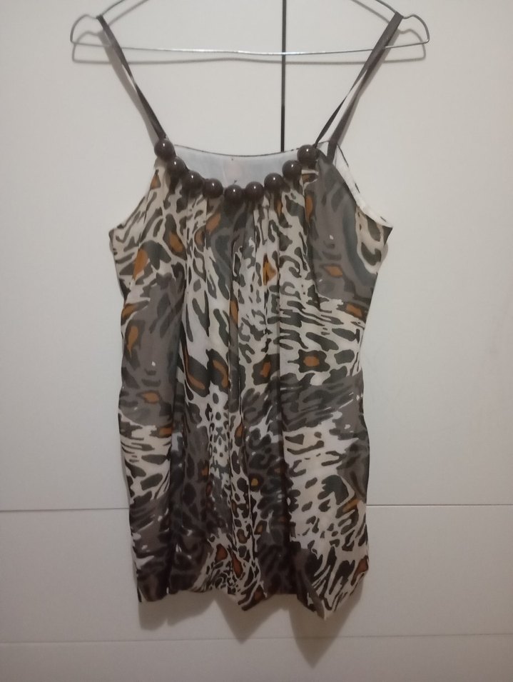 Kahverengi Gri Bağcıklı Tüy Detaylı Midi Yelek - Görsel 5