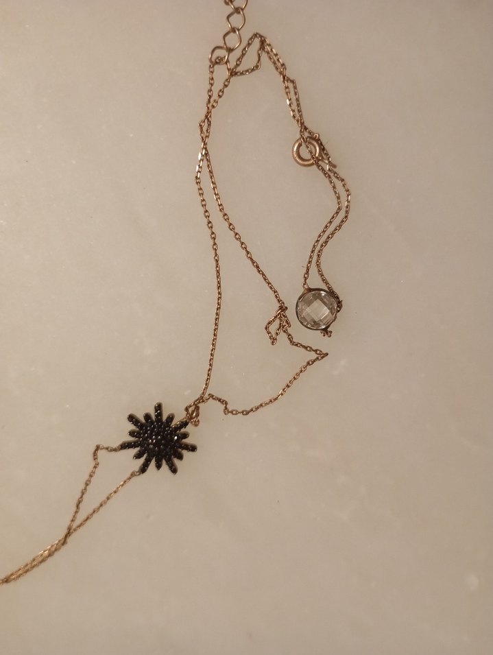 Bej Mini Zincir Detaylı Bohem Kadın Kolye - Görsel 4