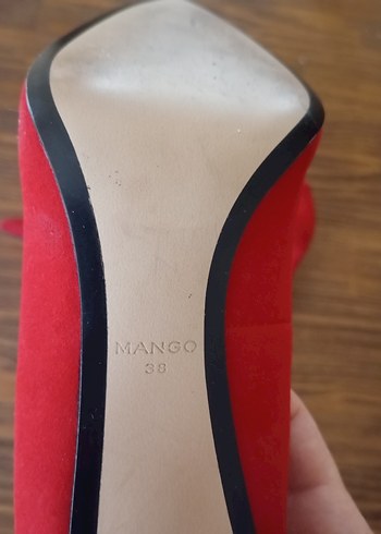 Kırmızı Süet Stiletto Topuklu Kadın Ayakkabı - Görsel 4