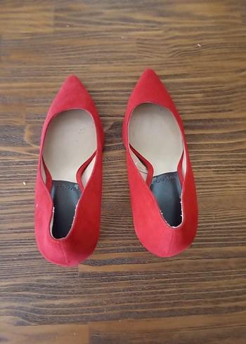 Kırmızı Süet Stiletto Topuklu Kadın Ayakkabı - Görsel 2
