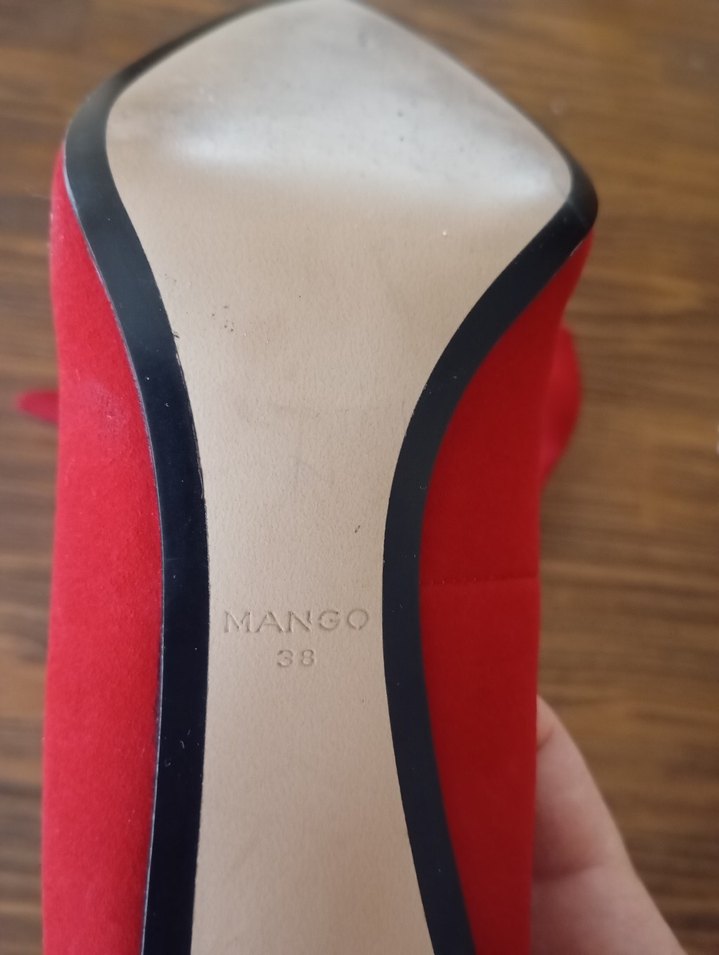 Kırmızı Süet Stiletto Topuklu Kadın Ayakkabı - Görsel 4