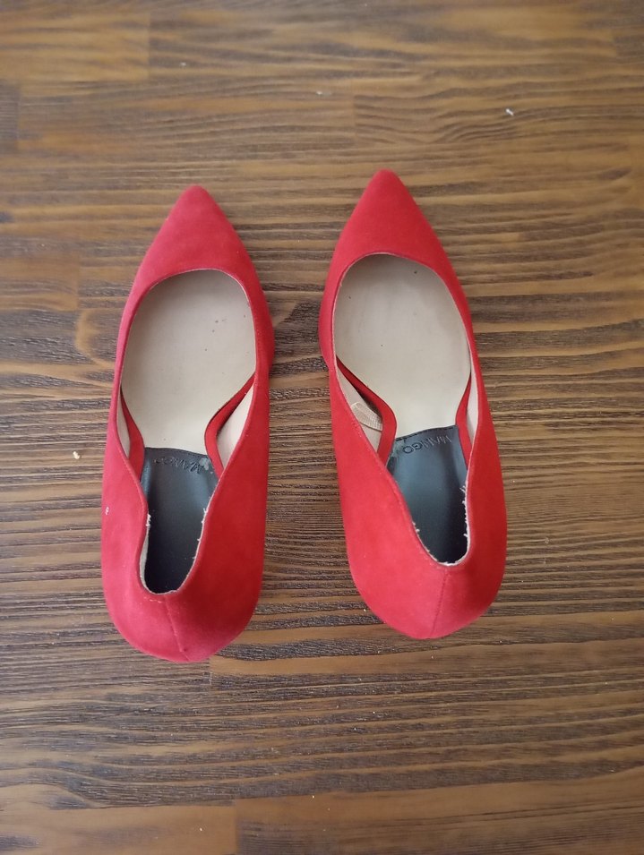 Kırmızı Süet Stiletto Topuklu Kadın Ayakkabı - Görsel 2