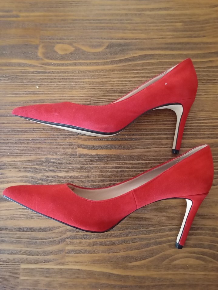 Kırmızı Süet Stiletto Topuklu Kadın Ayakkabı - Görsel 3