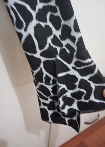 Uzun Kollu Siyah Zebra Desenli Triko Elbise - Görsel 5