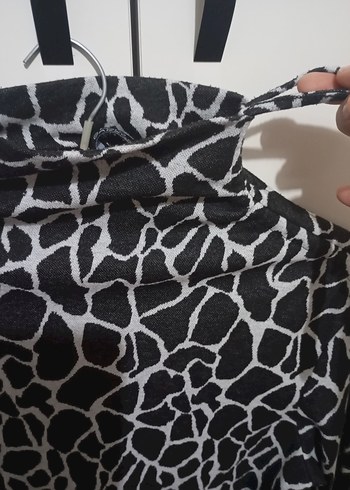 Uzun Kollu Siyah Zebra Desenli Triko Elbise - Görsel 3