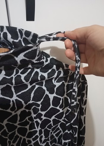 Uzun Kollu Siyah Zebra Desenli Triko Elbise - Görsel 2