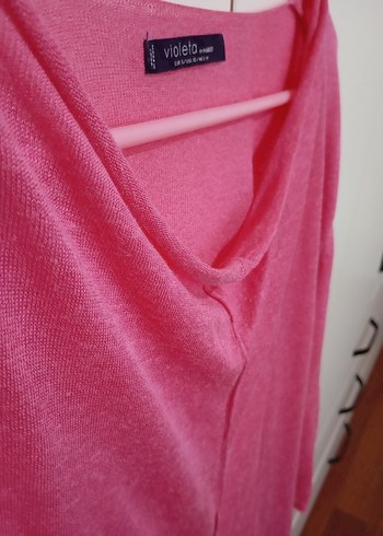 Pembe Keten Midi Tunik, Salaş Kesim, Uzun Kollu - Görsel 3