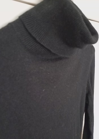 Siyah Yünlü Uzun Kollu Boğazlı Triko Elbise - Görsel 6