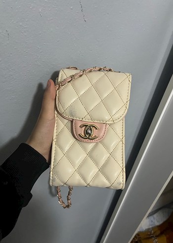 2 tane Zincir Detaylı Bej Deri Kadın Çanta - Görsel 3