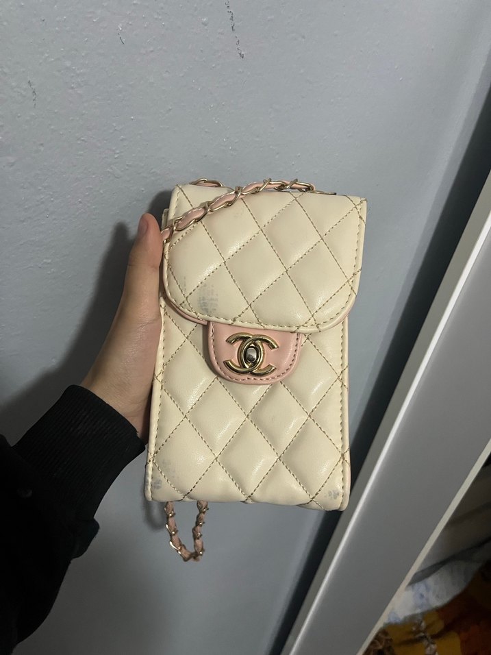 2 tane Zincir Detaylı Bej Deri Kadın Çanta - Görsel 3