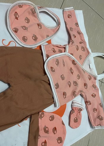 Bebek Kız Örme Uzun Kollu Kahverengi Takım - Görsel 2