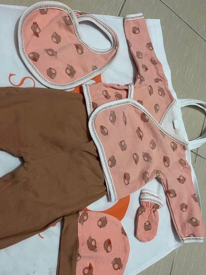 Bebek Kız Örme Uzun Kollu Kahverengi Takım - Görsel 2