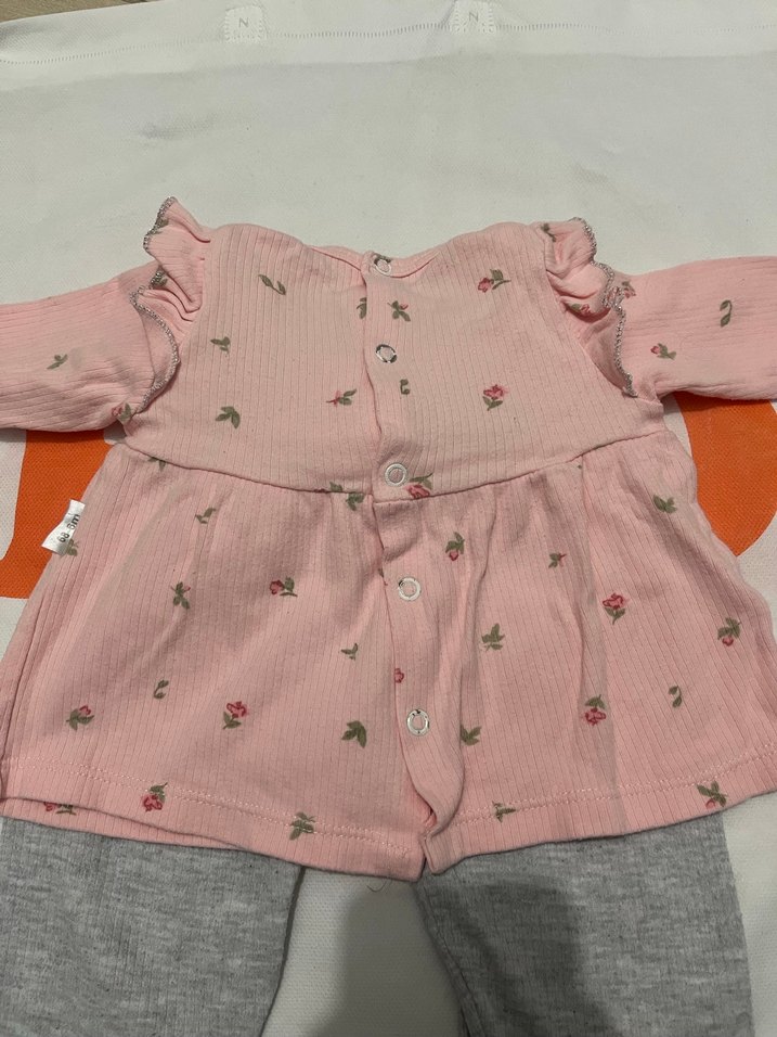 Uzun Kollu Düğmeli Bebek Kız Takımı - Görsel 2