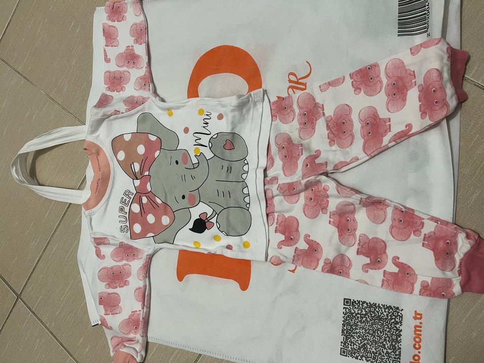 Bebek Kız Pijama Takımı, Uzun Kollu, Dantelli - Görsel 3