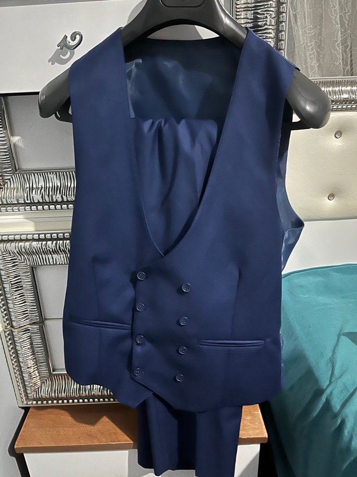 Düğmeli Mavi Erkek Takım Elbise Ceket - Görsel 4