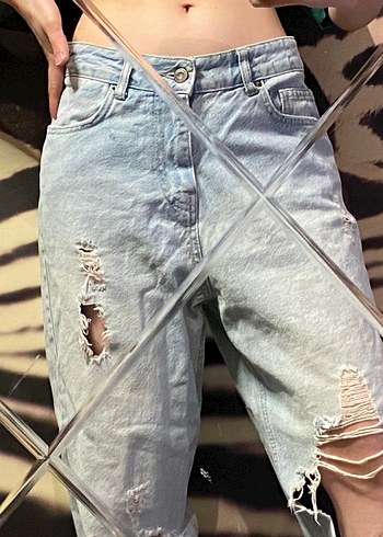 Mavi Bol Kesim Kadın Kot Pantolon - Görsel 2