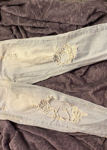 Mavi Bol Kesim Kadın Kot Pantolon - Görsel 6