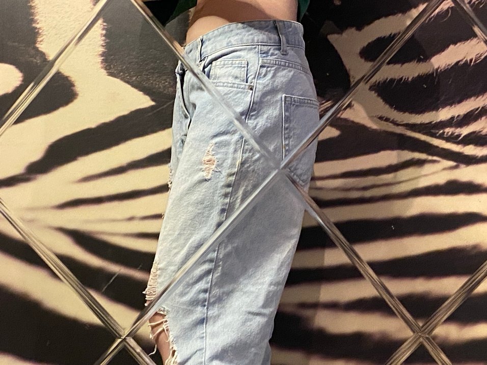 Mavi Bol Kesim Kadın Kot Pantolon - Görsel 3