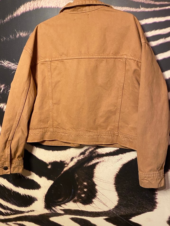 Düğmeli Kahverengi Kadın Denim Ceket - Görsel 4