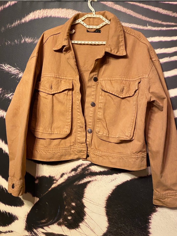 Düğmeli Kahverengi Kadın Denim Ceket - Görsel 3