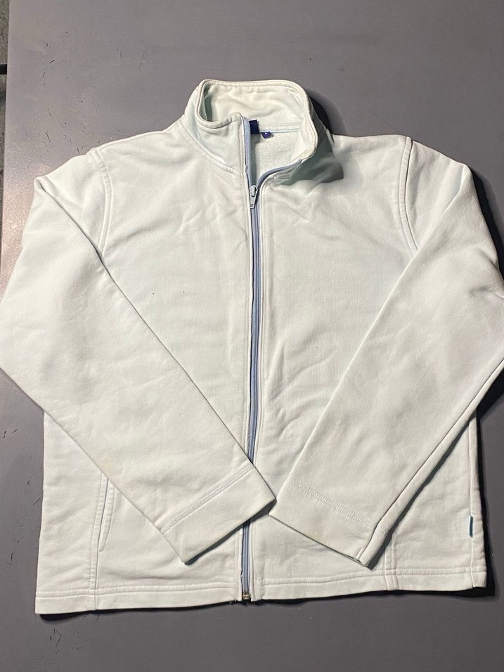 Uzun Kollu Yüksek Yakalı Beyaz Fermuarlı Kadın Hırka - Görsel 2