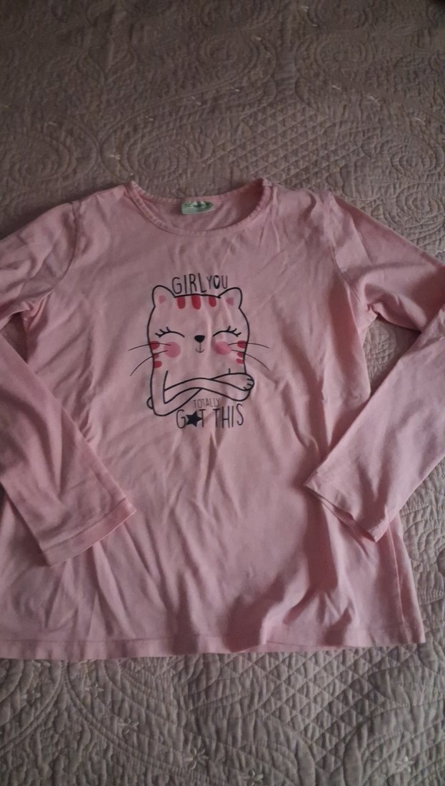 Kız Çocuk Pembe Uzun Kollu Tişört - Görsel 2