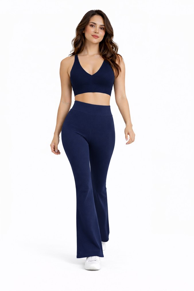 Lacivert İspanyol Paça Tayt Pantolon - Görsel 3