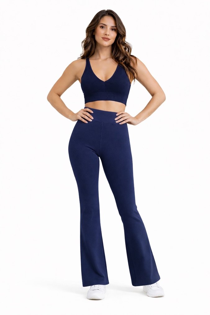 Lacivert İspanyol Paça Tayt Pantolon - Görsel 2