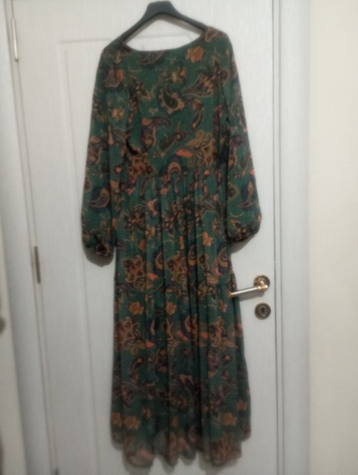 Uzun Desenli Bohem Kadın Elbise - Görsel 2