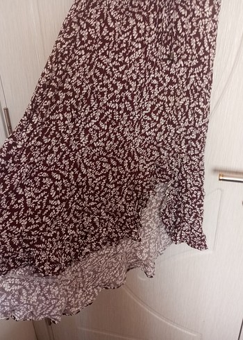 Bordo V Yaka Bohem Uzun Elbise - Görsel 2