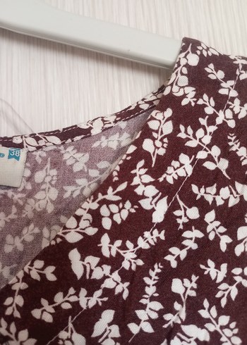 Bordo V Yaka Bohem Uzun Elbise - Görsel 5