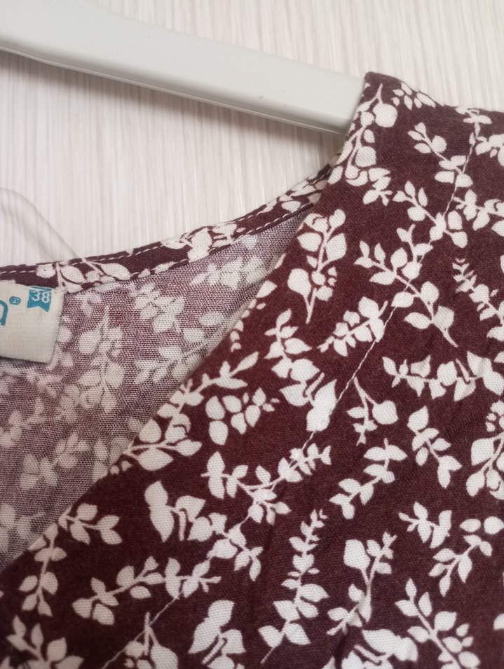 Bordo V Yaka Bohem Uzun Elbise - Görsel 5